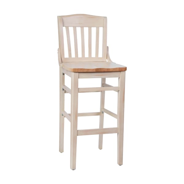 Flash Furniture HERCULES School House Back Antique White Wood Restaurant Barstool XU-DG-W0006B-ANTWHT-GG - main
